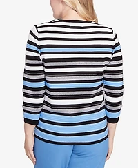 Alfred Dunner Women's Textured Stripe Sweater with Necklace