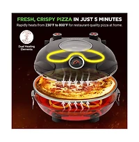 Countertop Pizza Maker - Electric Pizza Oven with Temperature Controls, Window and Thermometer (Black)