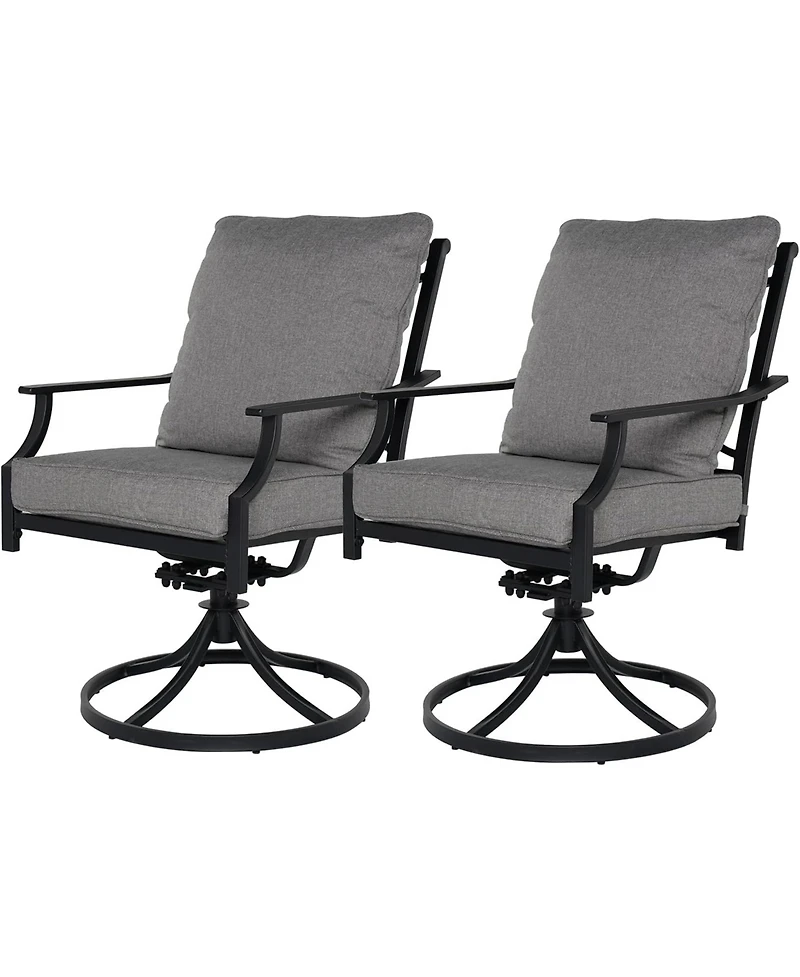 Mondawe Outdoor Lounge Chair,Rust Proof Steel Frame W/ Armrests And Upholstered 360°Swivel Chair