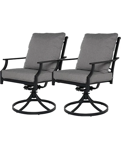 Mondawe Outdoor Lounge Chair,Rust Proof Steel Frame W/ Armrests And Upholstered 360°Swivel Chair