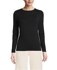 Lands' End Women's Lightweight Jersey Skimming Long Sleeve Crew Neck T-shirt