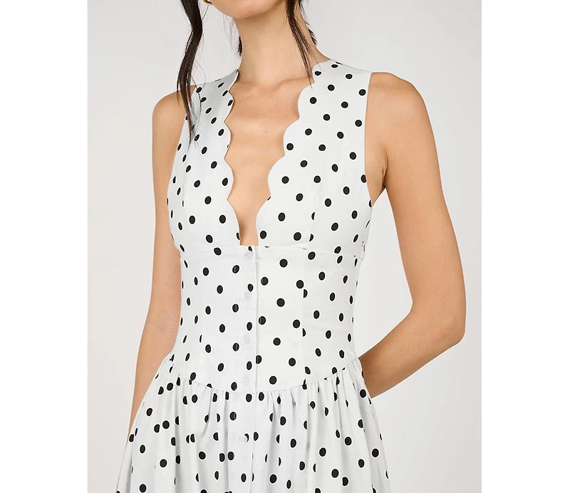 WeWoreWhat Women's Button Front Scallop Dress