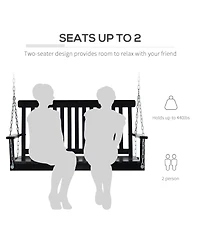 Flynama 2-Seater Hanging Porch Swing Outdoor Patio Swing Chair Seat with Slatted Build and Chains, 440lbs Weight Capacity