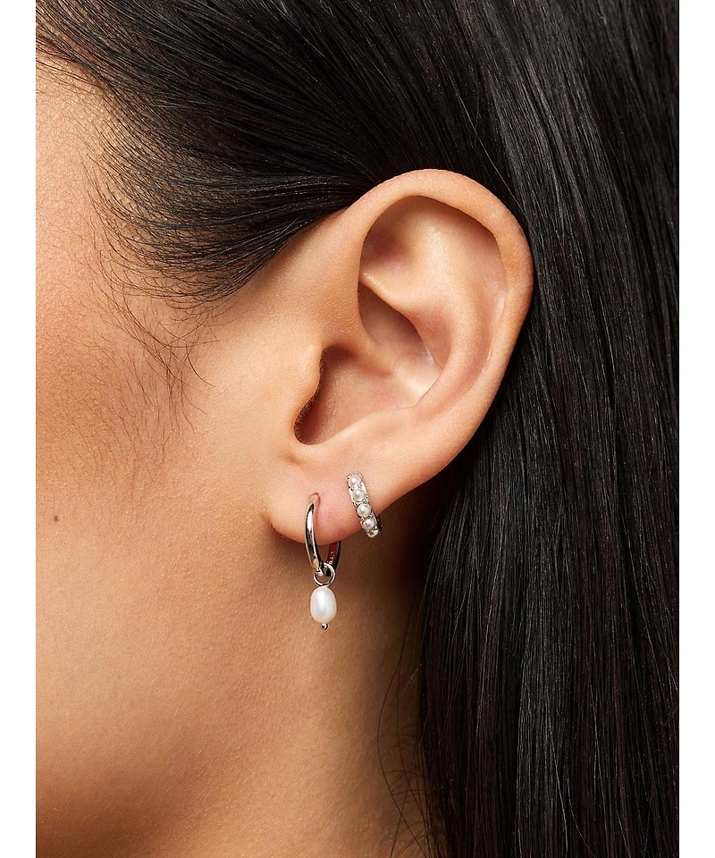 Ana Luisa Pearl Huggie Hoops - Ashley Silver