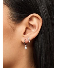 Ana Luisa Pearl Huggie Hoops - Ashley Silver