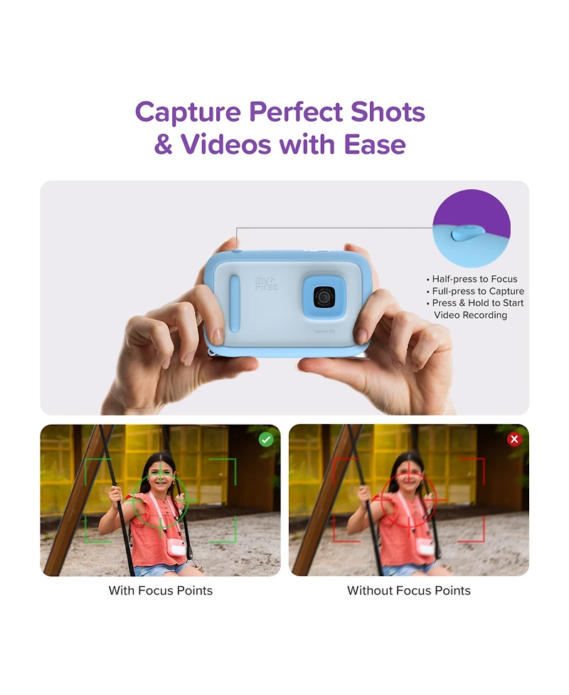 myFirst Camera 50 () New Ai Editor Camera for Kids, 20MP Photos 1080P Video, Front & Selfie Lens