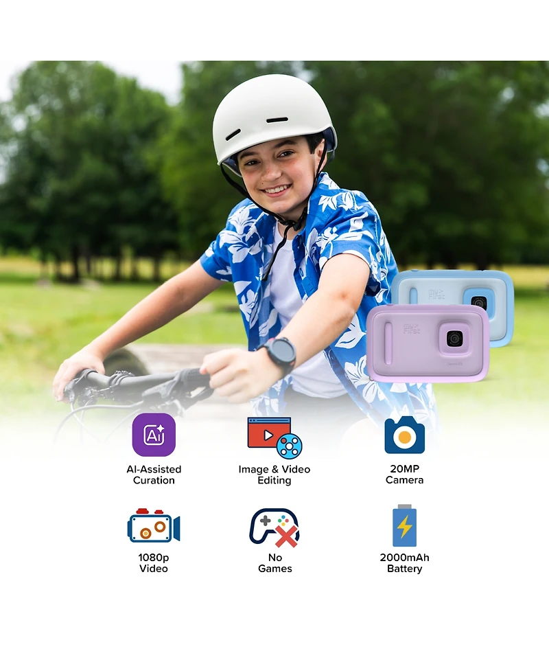 myFirst Camera 50 (Purple) New Ai Editor for Kids, 20MP Photos 1080P Video, Front & Selfie Lens, Birthday Gifts Boys Girls Ages 4-15 Port