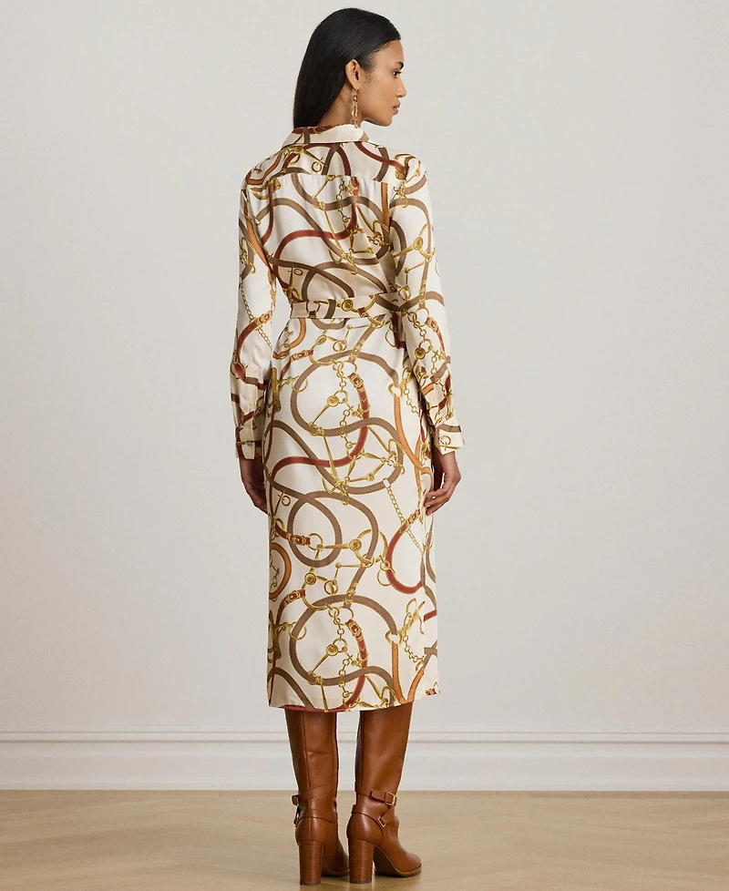 Lauren Ralph Women's Luxe Twill-Fayella Belting-Print Dress