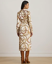 Lauren Ralph Women's Luxe Twill-Fayella Belting-Print Dress