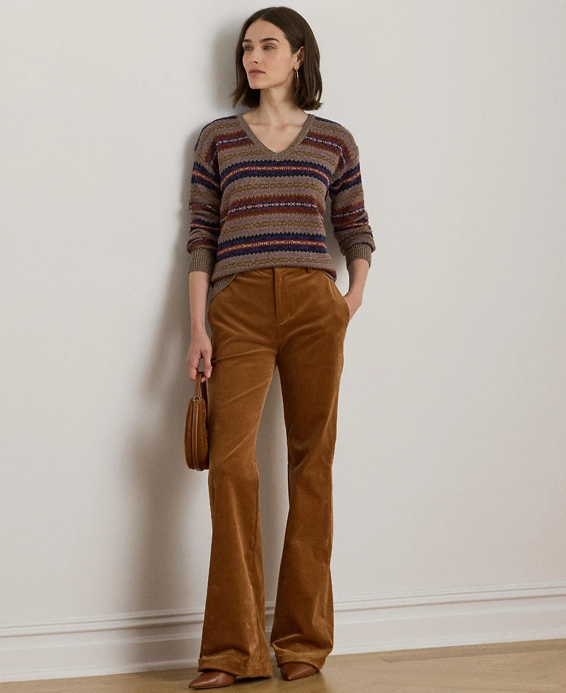 Lauren Ralph Women's Fair Isle V-Neck Sweater