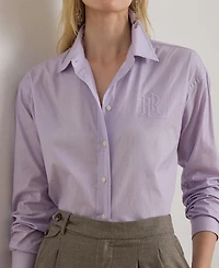 Lauren Ralph Women's Long Sleeve Relaxed Fit Cotton Shirt