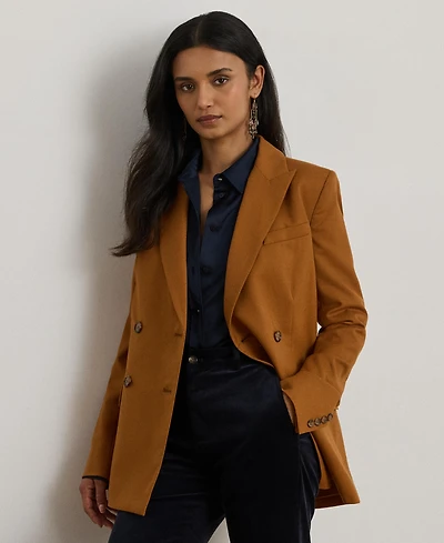 Lauren Ralph Women's Doeskin Nashill Double Breasted Twill Blazer