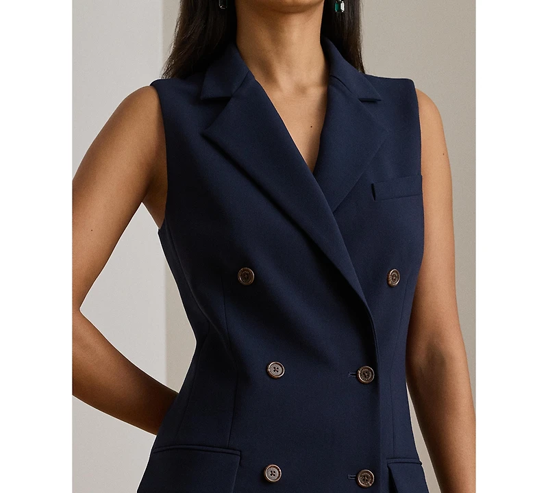 Lauren Ralph Women's Double-Breasted Crepe Sleeveless Dress