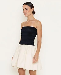 Modenaire Women's Strapless Smocked Bodice Bubble Hem Mini Dress