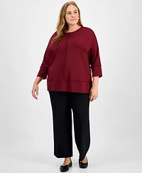Jones New York Plus Serenity Crewneck Dolman-Sleeve Top