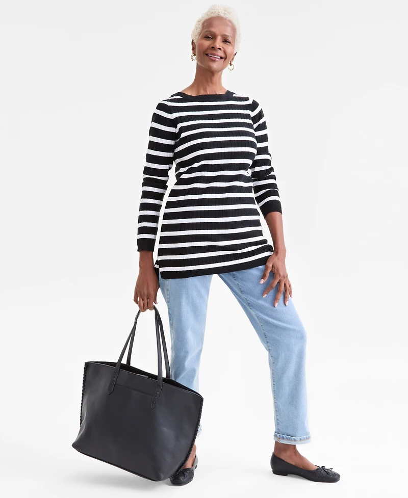 Style & Co Women's Boat-Neck Ribbed Tunic Sweater, Macy's Exclusive