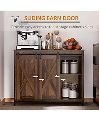 Homcom Industrial Buffet Cabinet Kitchen Sideboard with Sliding Barn Doors