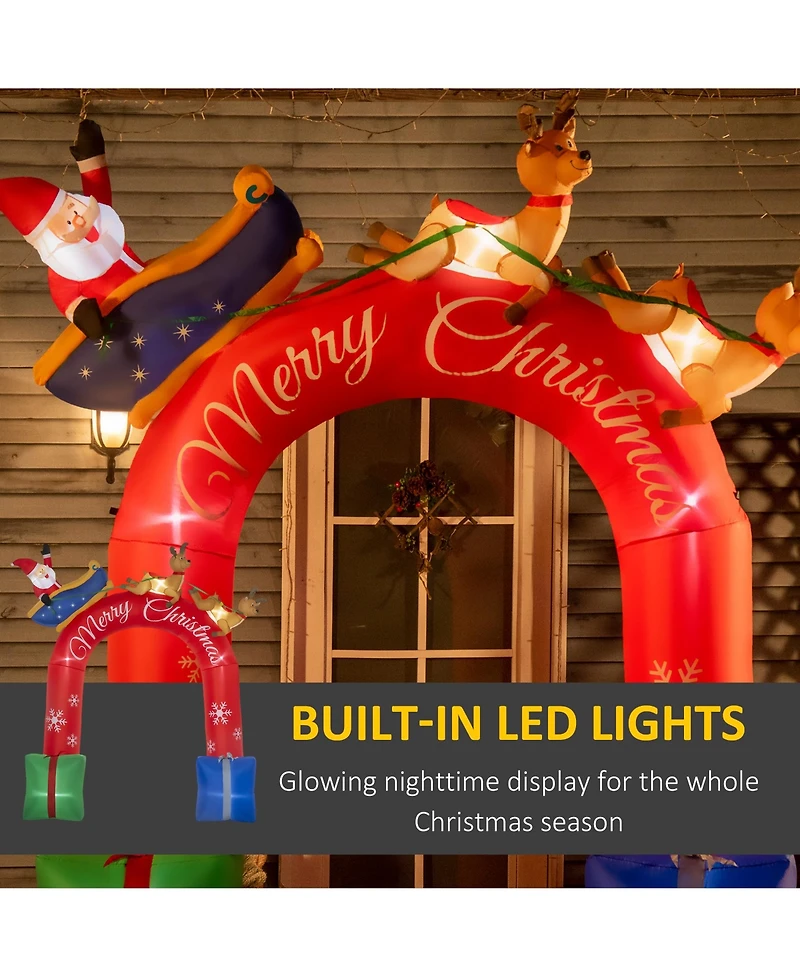 Outsunny 9ft Inflatable Christmas Arch with Built-in Led for Garden Lawn Party