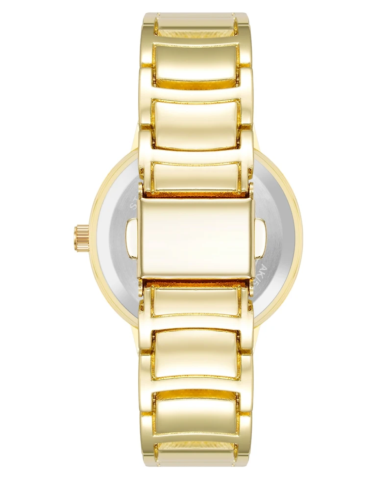 Anne Klein Women's Quartz Round Black and Gold-Tone Metal Alloy Watch, 30mm