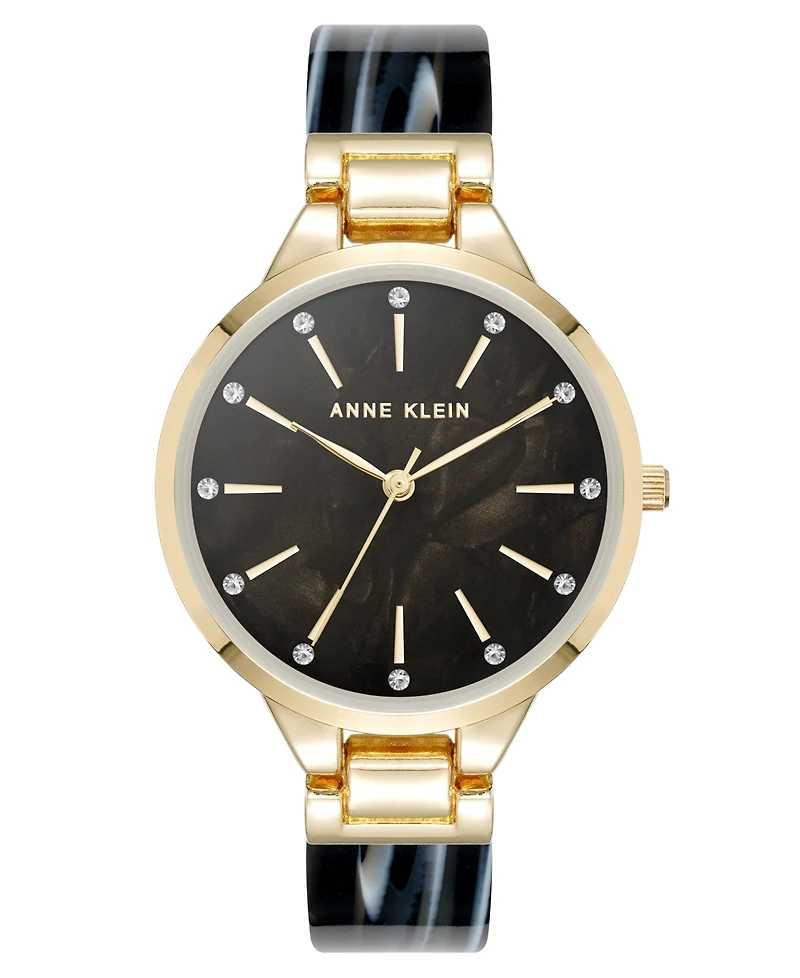 Anne Klein Women's Quartz Tan Acetate and Gold-Tone Metal Alloy Bangle Watch, 36mm