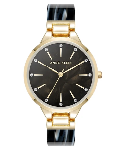 Anne Klein Women's Quartz Tan Acetate and Gold-Tone Metal Alloy Bangle Watch, 36mm
