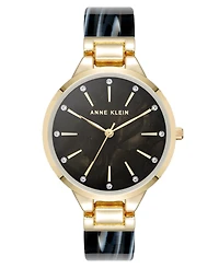 Anne Klein Women's Quartz Tan Acetate and Gold-Tone Metal Alloy Bangle Watch, 36mm