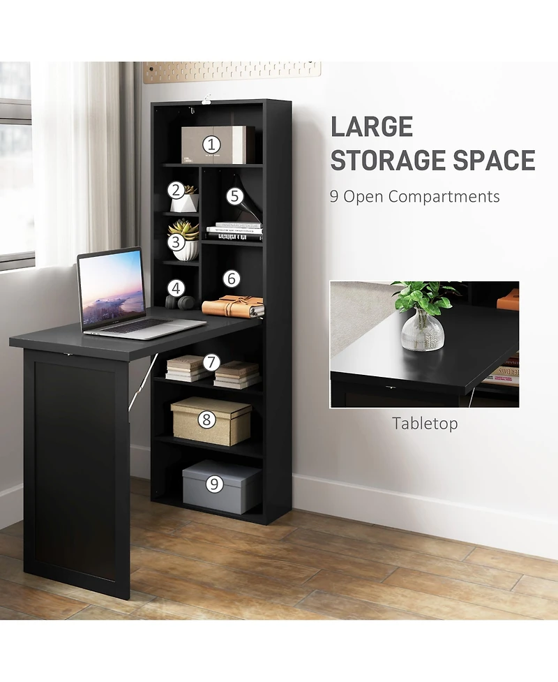 Homcom Convertible Desk with board & Shelf Multi-Function Table,