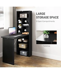 Homcom Convertible Desk with board & Shelf Multi-Function Table,