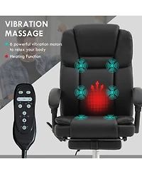 Vinsetto Massage Office Chair with Footrest, Pu Leather Desk Chair,