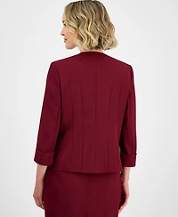 Kasper Women's Collarless Open-Front Cuffed Jacket, Regular & Petite