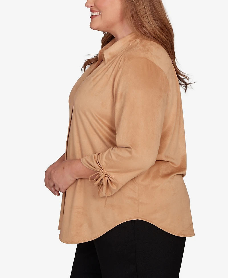 Alfred Dunner Plus Mount Laurel Button Front Top