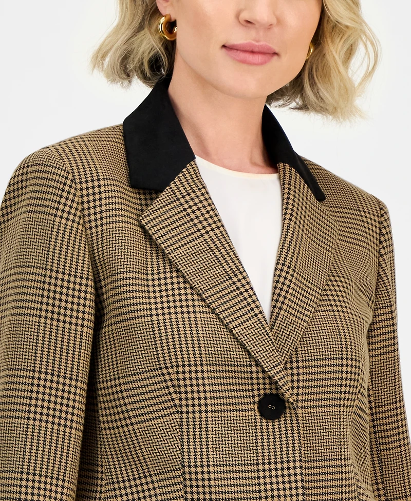 Kasper Plaid Two-Button Notch-Collar Jacket, Regular & Petites