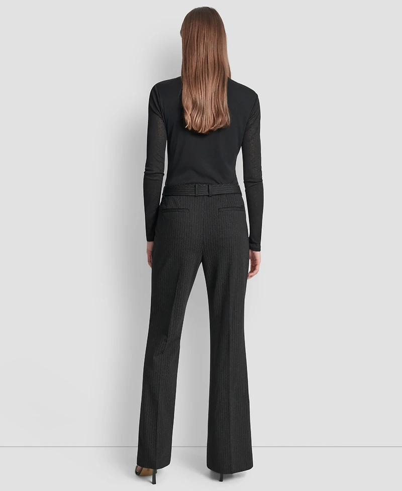 Dkny Women's Elizabeth Stripe Pintuck Mid-Rise Flare Trousers