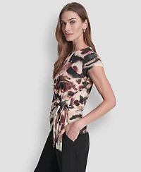 Dkny Women's Short Sleeve Printed Jersey Knit Top