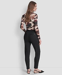 Dkny Women's Double Pleated Ponte Mid Rise Ankle Pants