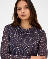 Bar Iii Women's Mock Neck Printed Mesh Midi Dress, Macy's Exclusive