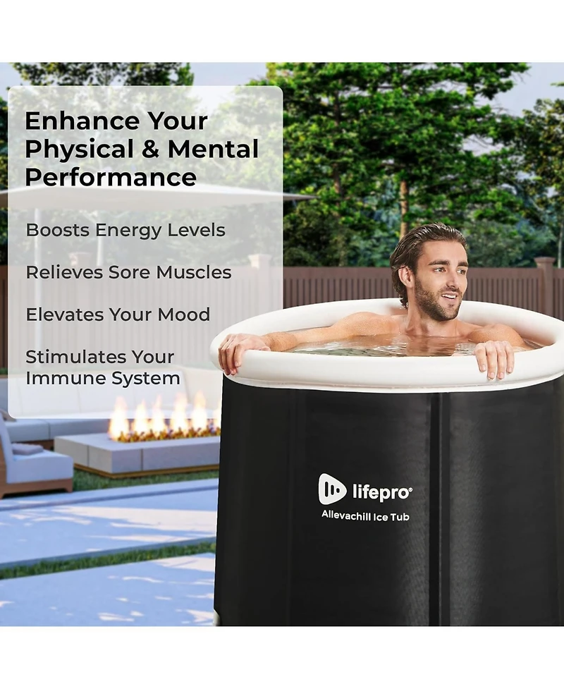 Lifepro Portable Ice Bath Tub with Lid & Storage Bag – Lightweight Cold Plunge Tub for Home or Travel Use, 14°F–122°F Temperat