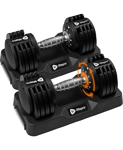 LifePro Adjustable Dumbbell Set or Single – Quick-Change Hand Weights, 25lb & 90lb Options – Space-Saving Dumbbells for Home Gym Strengt
