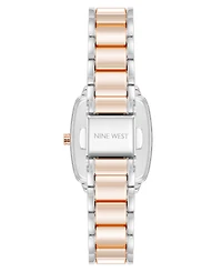 Anne Klein Women's Quartz Cushion Silver-Tone and Rose Gold-Tone Metal Alloy Watch, 26mm