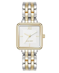 Anne Klein Women's Quartz Square Silver-Tone and Gold-Tone Metal Alloy Watch, 29mm