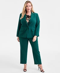 Kasper Plus Stretch Crepe One-Button Jacket