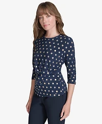 Tommy Hilfiger Women's Crew Neck Moondance Dot Top