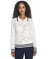 Tommy Hilfiger Women's Jacquard Long Sleeve Floral Sweater