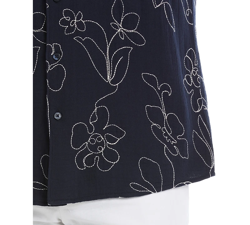 Cubavera Men's Embroidered Short Sleeve Button Down Shirt