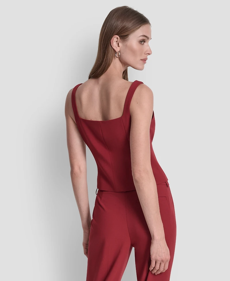 Dkny Women's Square Neck Button Front Vest