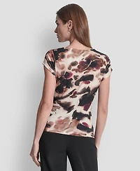 Dkny Women's Short Sleeve Printed Jersey Knit Top