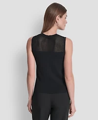 Dkny Women's Sleeveless Mesh Yoke Sweater