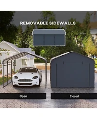 Outsunny 10' x 15' Metal Carport with Metal Roof and Removable Sidewalls