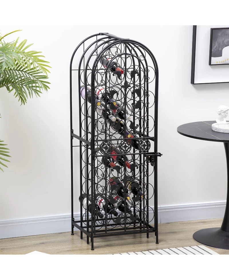 Homcom Wine Rack Liquor Cabinet Shelf Bottle Storage Iron Tower Home Decoration