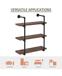Homcom 37.5" Industrial 3-Tier Floating Storage Bookshelf Bracket,